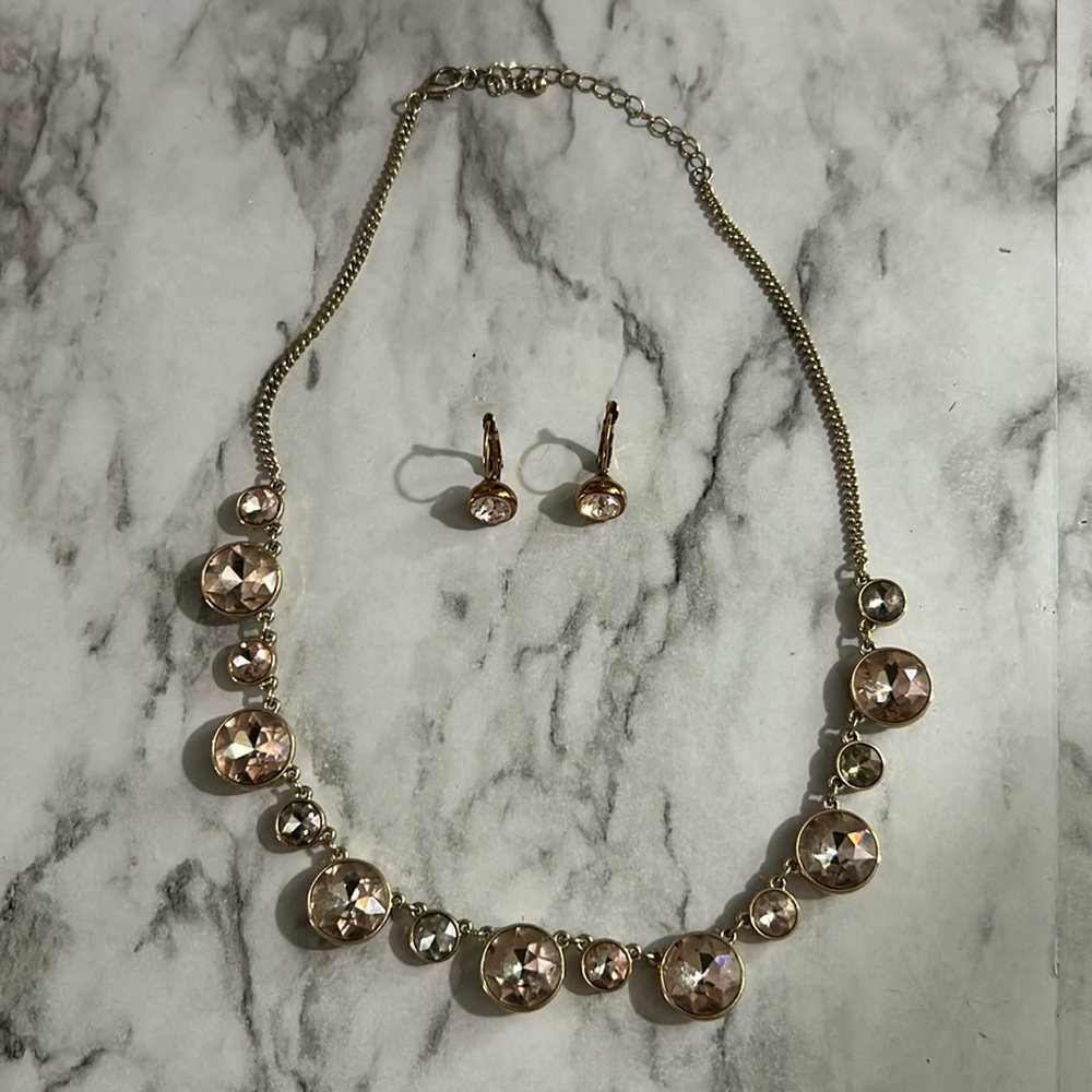 Rose gold necklace & earrings